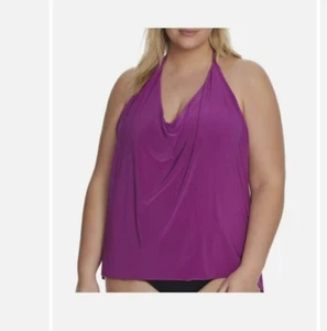 NWT Magicsuit Plus Size Sophie Tankini Top Size 24W Purple Color Hibiscus PInk - Picture 1 of 9