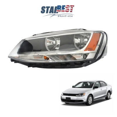 Conjunto de faros para Volkswagen Jetta 2011-2018 lado izquierdo halógeno lente transparente Foto 1 de 4
