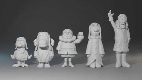 Dick Dastardly Muttley Klunk Zilly Pigeon Flying Machine 5 Figure Set 3D printed Cover