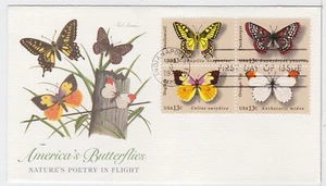TurtlesTradingPost- Butterflies 1977 #1712-15 FDC- Fleetwood Cachet - Picture 1 of 2