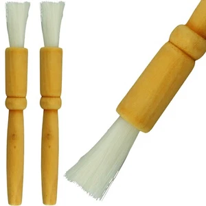 2x WOODEN PASTRY BRUSH Baking Basting Dust Glazing Cooking Bristle NATURAL WOOD - Picture 1 of 4