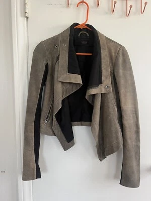 Veda Brown Speckled asymmetrical leather zip front jacket Small - Image 1 of 4