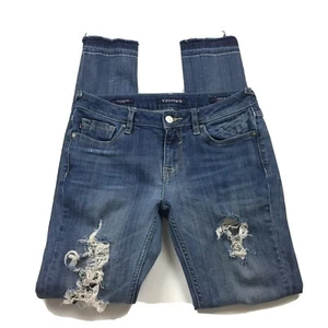Vigoss Chelsea Destroyed Skinny Raw Hem Medium Wash Jeans Women’s Sz 26 - Picture 1 of 7