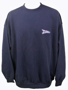 DARK BLUE COTTON BLEND CREW NECK SWEATSHIRT PULLOVER, DE BAER, SIZE XL, MT246 - Picture 1 of 3
