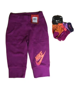 NWT Nike Fuschia Flash Crop Joggers Size 5 & Nike 3-Pairs Performance Socks $48 - Picture 1 of 7