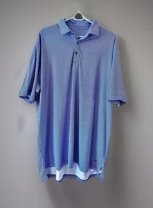 Head Golf Mens Large Blue Polo Stretch Shirt Sports Short Sleeve Woven Pattern - Picture 1 of 7