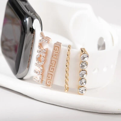Dijes de correa de silicona para Apple Watch decorativos brillantes adornos de estrás de la suerte Foto 1 de 4