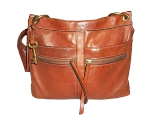 Fossil Crossbody Caitlyn Brown Leather Shoulder Handbag Tote - Picture 1 of 14