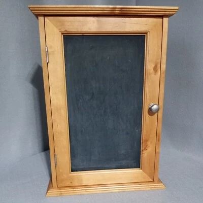 Maple WOOD WALL CABINET W/ INSIDE SHELVES & KEY HOOKS VGUC  - Image 1 of 4