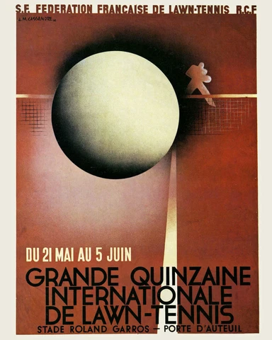 1932 Roland Garros Tennis Tournament Ad Poster Cover