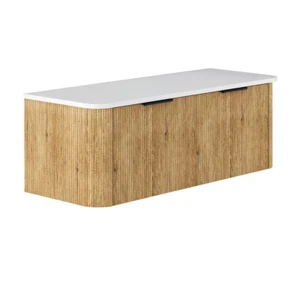 Fienza Minka Curved 1200 Wall-Hung Cabinet Bathroom Vanity Scandi Oak 120US-C - Picture 1 of 3