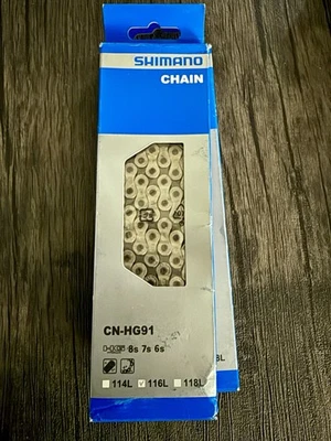 Shimano CN-HG91 Chain, 116 Links, 7.4mm, 335g, 8s 7s 6s, ICNHG91116, New in Box - Image 1 of 2