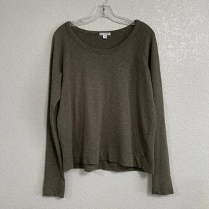 James Perse Sweatshirt Womens L 3 French Terry Long Raglan Sleeve Khaki Green - Picture 1 of 17