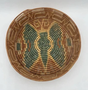 Handmade Woven Basket Southwestern BUTTERFLY Native American Style Coiled 14”x3” - Picture 1 of 14