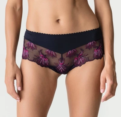 NEW Prima Donna Fireworks Luxury Thong Sz 8 Embroidered Lace Black Pink Lingerie - Image 1 of 4