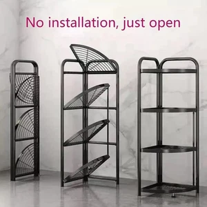 Kitchen Corner FOLDIBLE RACK 4 Tiers Organiser Shelf Free Standing Rack - Picture 1 of 7