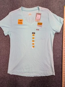 NEU ARIAT Rebar Damen M Arbeit Baumwolle stark V-Ausschnitt Tasche T-Shirt Aqua Sky - Bild 1 von 11