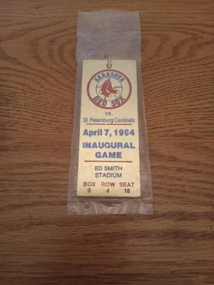 4/7/94 Sarasota Red Sox Key Chain - Unopened - Inaugural Game At Ed Smith Stad. - Image 1 of 2