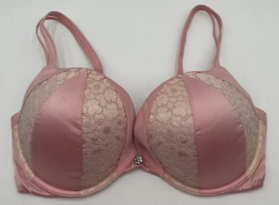 SUJETADOR VICTORIA SECRET 36DD SUJETADOR PUSH-UP MUY SEXY Rosa Con aros Encaje Brillante Foto 1 de 4