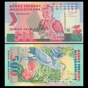 🇲🇬 Madagascar  2500 (2,500) Francs  1988 - 1993   P 72 A a   Crisp GEM UNC - Picture 1 of 6