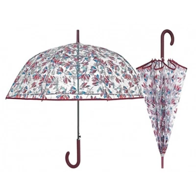 Ombrello Donna Perletti Automatico Parapioggia Cupola Trasparente 61 Foglie - Immagine 1 di 2