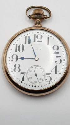 Reloj Bolsillo 1921 Elgin 16s 17j Grado 466 Modelo 13 Palancas Conjunto Estuche GF Funcionando Foto 1 de 4