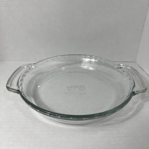 Anchor Ovenware Deep Pie Dish Clear 1 qt 9" Diameter Fluted with Handles 1075 - Picture 1 of 2