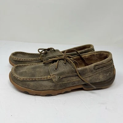 Twisted X Driving Mocs Loafers Womens 9 Brown Bomber Leather Lace Up WDM0003 - Image 1 of 4
