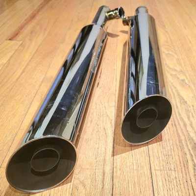 2000 - 2003 Harley Davidson Deuce Chrome Mufflers OEM - Image 1 of 4
