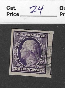 US Scott # 345, 3 cent violet, Washington Imperf, 1909, XF-Sup - Picture 1 of 2