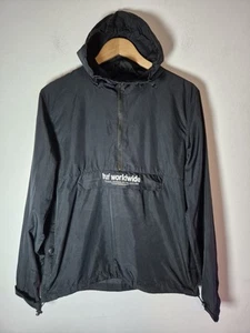 Huf Worldwide Windbreaker Small Mens Black Anorak Front Pocket - Picture 1 of 4