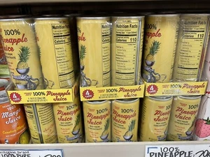 (12) Cans Trader Joe’s 100% Pineapple Juice-Made From 100% Fresh Fruit - Picture 1 of 7