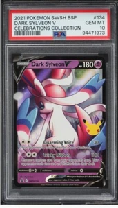 2021 Pokemon SWSH Black Star Promo Celebrations Dark Sylveon V #134 PSA 10 GEM - Picture 1 of 1