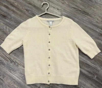 Cárdigan Suéter Marina Luna Angora Mangas Cortas Tejido Estrás Botones S Foto 1 de 4