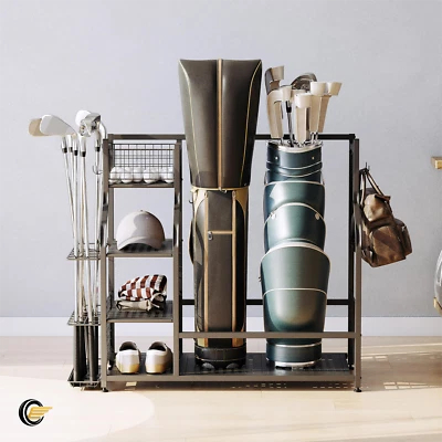 Golf Bag Storage Rack Garage Organizer Stand  w/ Storage Rack For Golf Clubs - Image 1 of 4