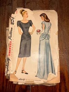 1813 Simplicity Vintage Sewing Pattern Gown Wedding Dress sz 16 UNCUT  1940s - Picture 1 of 2