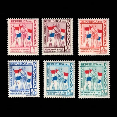 Paraguay, Scott C233-C238, Soldados y Banderas, 1957, MH Foto 1 de 2