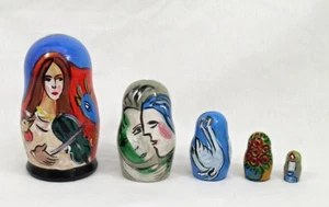 5 pcs. Russian Nesting Doll Hand Painted after MARC CHAGALL #3675 - Picture 1 of 1