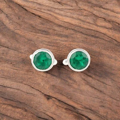 Chrome Diopside Gemstone 925 Sterling Silver Handmade Jewelry Cufflinks For Men - Image 1 of 3