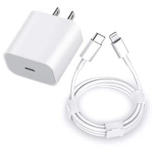 Chargeur iPhone 20W 3.0 PD Charge Rapide USB Type C Adaptateur Mural avec Câble 3ft - Photo 1 sur 1