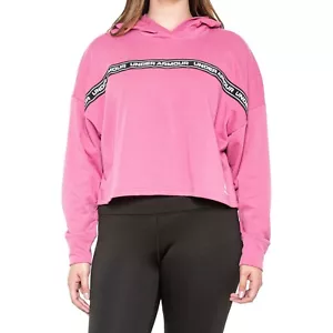 Large Women's Under Armour Pink Rival Terry Crop Pullover Hoodie - Picture 1 of 2