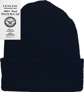 Gorra de reloj azul marino 100% lana sombrero cálido invierno gorra de campamento tejida EE. UU. ROTHC0 8493 - Imagen 1 de 12