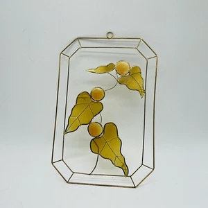 Targa a tema foglia rustica autunnale colore oro da appendere 9” x 6” - Foto 1 di 2