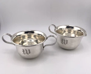 Lenox Silver FSC-94 Sterling Cream and Sugar Bowl With “W” Engraved On Each - Picture 1 of 14