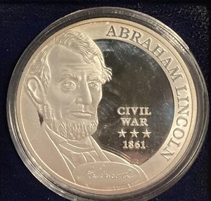 Abraham Lincoln Commander In Chief Proof American Mint Silver Plated - Picture 1 of 4