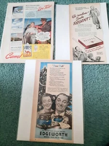 Vintage 1942 Magazine Print Ad Cigarette Tobacco Lot Of 3 Camel Regent Edgeworth - Picture 1 of 4