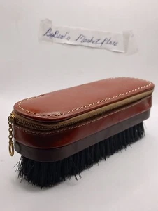 Clothes Shoe Brush Hickok Valet - Genuine Cowhide Leather Zipper Case Vintage - Picture 1 of 9