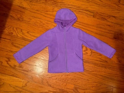 Девочек выцветший славы фиолетовый флис с подкладкой куртка зимнее пальто молнии с капюшоном 4/5 девочка - Изображение 1 из 4