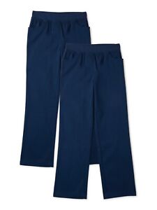 Wonder Nation Pants Girls 20 Navy Stretch School Uniform Elastic Waist (2-Pack)