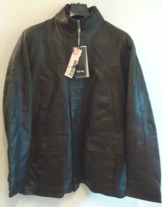 Giacca pelle cucita a mano uomo Infinity New York pesante cerata originale XL marrone - Foto 1 di 12